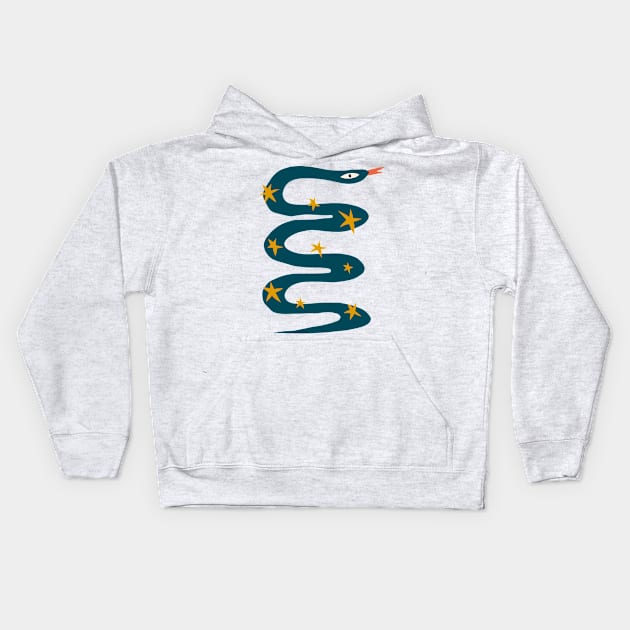 Peace Snake With Stars Kids Hoodie by JunkyDotCom